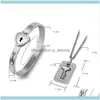 Örhängen Smycken Gift Fashion Concentric Lock Key Titanium Stål Smycken Armband Halsband Par Sets Drop Leverans 2021 SVDFM