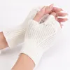 Спортивные перчатки Женщины зимние вязаные половина рука теплый полая рукава рука