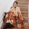 Kasjmier Sjaal Foulard Warme Winter Vrouwen Sjaals Retro Bloemenprint Pashmina Sjaals Wraps Deken Hals Bufanda 220114