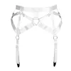 Поясные ремни Harness White Caged Strappy High Puns Glater Goth Goth Women Hollow Lingerie Festival Festival Party Club wear чулки клип