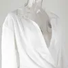 Karlofea Femme Été Coton Lin Robe Plage Couverture De Vacances Sexy Col En V Profond Chemises Irrégulières Robe Style Paresseux Robes Décontractées 210309