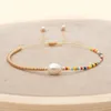 Beaded, Strands Shinus Boho Jewelry Freshwater Pearls Bracelets Simple Bracelet For Women Gold Color Beaded Colorful Miyuki Beads Pulseras