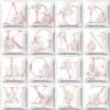 Pink Letter Decorative Cushion Cover Wedding Party Decoration Pillow Cover Peach Skin Sofa Pillowcase w-01286