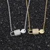 Pendant Necklaces Crystal Bijoux Femme Lock And Key Necklace Women Kolye Fashion Jewelry Gold Color Stainless Steel Ketting Boho Collares