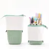 Student pencil bags cute retractable bag Korean version of simple girl heart stationery box pen holder