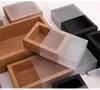 2021 Frosted PVC Cover Kraft Paper Drawer Boxes DIY paper gift Box for Wedding Party Gift Packaging