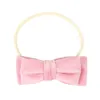 Baby Girls Headbands Kids Bow Nylon Bowknot Hårband Elastiska Barn Hårtillbehör Prinsessan Velvet Headwear Solid Färger Kha291