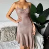 Street Style Kleider Tank Strap Kleidung Backless Lässige Abendgesellschaft Sexy Prom Korsettkleid Faltenkleid elastischer Hosenträgerrock Helle Seidenschlinge Nachtröcke