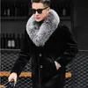 Men's Wool & Blends Mandylandy Autumn And Winter Warm Fashion Outdoor Woolen Slim Faux Fur Coat Jacket Luxury Collar OverCoat