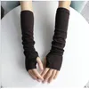 1 par suave y elástico muñeca brazo calentador de manos mitones tejidos mujeres invierno guantes largos sin dedos negro gris café 4682901