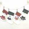 Christmas Stocking Pet Cat Paw Sock Cotton Red Grid Stockings Xmas Tree Hanging Pendent Children Candy Gift Bag