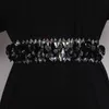 Ceintures printemps été femme mode femmes luxe ceinture diamant perles tenue de soirée robe Stretch noir