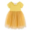 Mudkingdom Sparkly Girls Tutu Dress Princess Plain Toddler Short Sleeve Dresses Girl Party Tulle Clothes Children Summer Dress Q0716