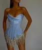 2021 Plus size Arabische aso ebi luxueuze sexy korte afstudeerjurken kristallen satijn Homecoming formele feestcocktailjurken jurken ZK700 299R