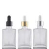 30 ml vierkante vape vloeistof sap druppelaar glazen fles lege parfum fles voor e-juice rechthoek met zilveren gouden zwarte dop voor essentiële Oi