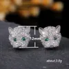 S2488 Fashion Jewelry Diamond Zircon Leopard Head Stud Earrings Women's Cute Leopards Earring