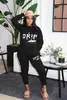 Jogger kostym för TRACKSUIT 2 Piece Pants Set Kvinnor Långärmad Sweatshirt Top och Baggy Byxor K-Pop Style Streetwear Wholesale 210525