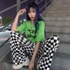 Spring and summer Korea Harajuku BF wind streetwear retro black white checkerboard loose men and women casual wide-leg pants CX220310