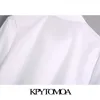 kpytomoa女性ファッションフリルプリーツクロップドブラウス