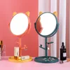 Portable Plastic Desktop Makeup Vanity Mirrors Cat Deer Monster Cartoon Desk Dressing Mirrors Hangable High-definition Dormitory Mirror Mothers Day Gift ZL0636