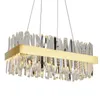 Modern Crystal Chandelier For Dining Room Rectangle Design Kitchen Island Lighting Fixtures Chrome LED Cristal Lustre