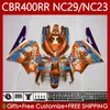 Kit de carénage pour HONDA CBR 400 RR CC 400CC NC23 1994 1995 1996 1997 1998 1999 Corps bleu orange 66No.102 CBR400RR CBR400 RR 88-99 NC29 CBR 400RR 94 95 96 97 98 99 Carrosserie OEM