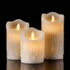 3Pcs Moving Wick Sfarfallio senza fiamma con telecomando Timer LED Candele Y200531