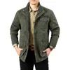 Large Size M-6XL Spring Autumn Men's Military Casual Style 100% Cotton Khaki Loose Mid-length Jacket Coat Man Black Jackets 211126