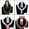 Ohrringe Halskette Schmuck Sets Lila Fein Für Frauen Gold Farbe Kugeln Afrikanische Set Nigerianischen Hochzeit Perlen Mode Drop Lieferung 2021 6Kwey