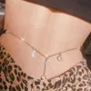Kolor Kryształ List Konstelacje Thong Body Łańcuch Kobiety Alfabet Charms Belli Belly Waist Belt Sexy