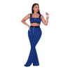 Arrival Summer Women Sets Clothes Plaid Spaghetti Strap Crop Top High Waist Flare Leg Pants Sexy Club 2 Pieces Outfits 210525