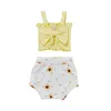 Clothing Sets CitgeeSummer Kids Baby Girls Suit Set Solid Color Sleeveless Short Tops+ Floral Print Pants Clothes