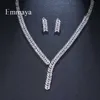 Emmaya marque de mode de luxe feuille cubique zircone mariée couleur or blanc ensembles de bijoux cristal fête de mariage bijoux collier ensembles H1022