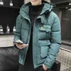 Winter Men Parka Big Pockets Casual Jacket Hooded Solid Color 5 colors Thicken And Warm hooded Outwear Coat Size 5XL 210910