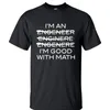 T-shirt da uomo con slogan divertente, sono un ingegnere, sono bravo con le lettere di matematica, maglietta casual con o-collo, nuova estate, stile hip-hop, top, 210317