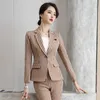 春の専門家の女性のフォーマルなドレスファッション気質縞模様のスーツのスーツのオーバーオールツーリング210527