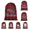 Christmas Plaid Gift Bags Reindeers Check Printed Santa Claus Kids Candy Bag Xmas Drawstring Sack Party Festive Supplies Decoration 48*64cm 40 ColorsCGY161