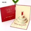 Music Birthday Cake Greeting Card With Envelope Luminous Candle Pop-Up 3D Blessing Cards Creative Modern LED Postcard Gifts