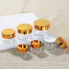 5g 10g Frosted Clear Amber Glass Jar Cream Bottle Container with Black Silver Gold Lid and Inner Pad Packing Bottles