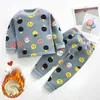 Garçons Filles Coton Pyjama Ensembles Dessin Animé Épaissie Automne Hiver Pour Enfants À Manches Longues O-cou Mignon T-Shirt Tops Avec Un Pantalon 211130