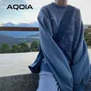 AQOIA Autumn Streetwear Loose Earth Printing Women’s Sweatshirt Harajuku كبير الحجم نساء من النوع الثقيل رفيعًا للبلوزات الإضافية 201216
