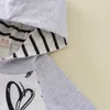 Wiosna Jesień Baby Garnitur Heart Design Top + Spodnie 2 sztuk Outfit Girl Ubrania Kostiumy dla niemowląt Odzież Chłopcy 210528