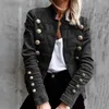 女性用ジャケット女性ファッションショート2021カジュアルダブルブレストデニムボタンアップ長袖ソリッドカラーコートプラスサイズ