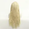 613 Blond Box Flätad Syntetisk Lace Front Wig Simulering Human Hair Lace-Frontal Braid Frisyr Paryk 19423-613