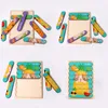 Kids Animal 3D Wooden Double-sided Strip Puzzle Telling Story Stacking Jigsaw Educational Toy For Children Factory Best 10 pcs Wholesale