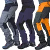 2020 homens moda cor bloco multi bolsos esportes longos calças de carga calças de trabalho homens roupas hombre y0927
