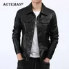 Men PU Leather Jackets Slim Fit Coat Solid Business Jacket Fashion Male Outwears Casual Biker Motorcycle LM101 211214