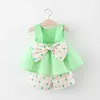 Niedźwiedź Leader Baby Girl Odzież Ustaw Summer Born Baby Odzież Backless Topy i szorty Berbeć Baby Girl Bow Ubrania Outfit 210708