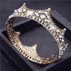 Vintage Gold Circle Royal Queen King Crowns Bride Diadem Headdress Banquet Tiaras Prom Pageant Party Wedding Crown Hair Jewelry X0625