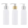 Pet Plastic White Bottle Ronde Schouder Glanzend Zilver Goud Matte Silver Collar Lotion Pers Pump Hervulbare Cosmetische Verpakking Container 100ml